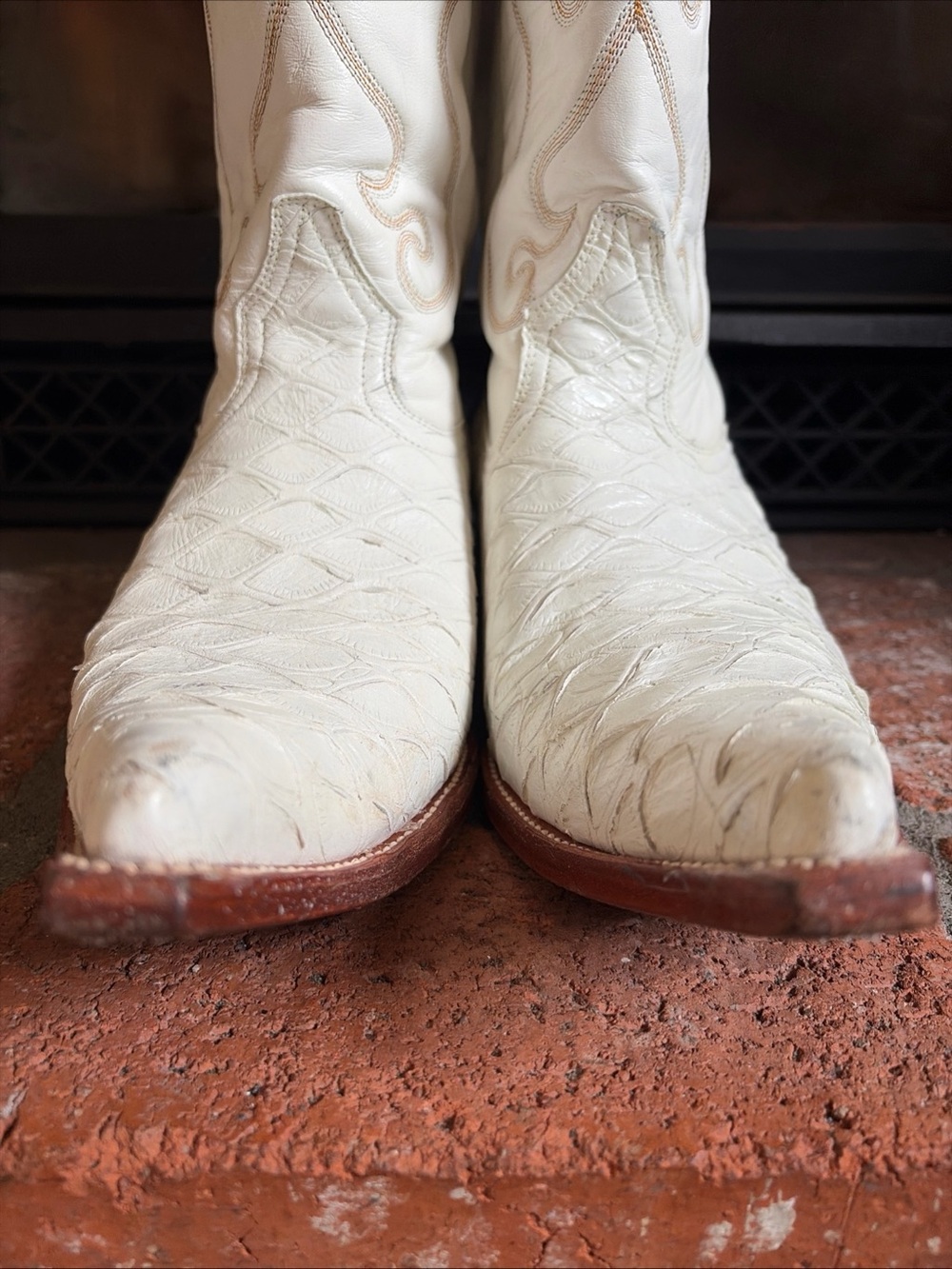 LIS ALTOS White Exotic Ant Eater Print Cowboy Boots Western EUC! Mens SZ 10 - Picture 6 of 11